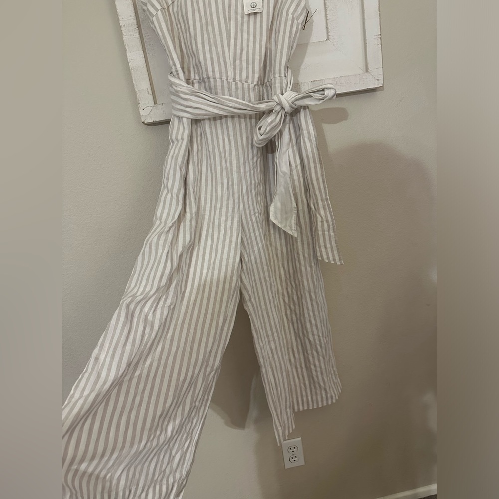 Women's Woven Sleeveless Tie-Waist Jumpsuit with Wide Leg